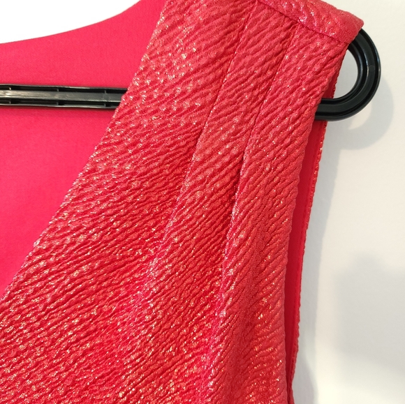 Lori M metallic red ruched dress sz large - Picture 4 of 4